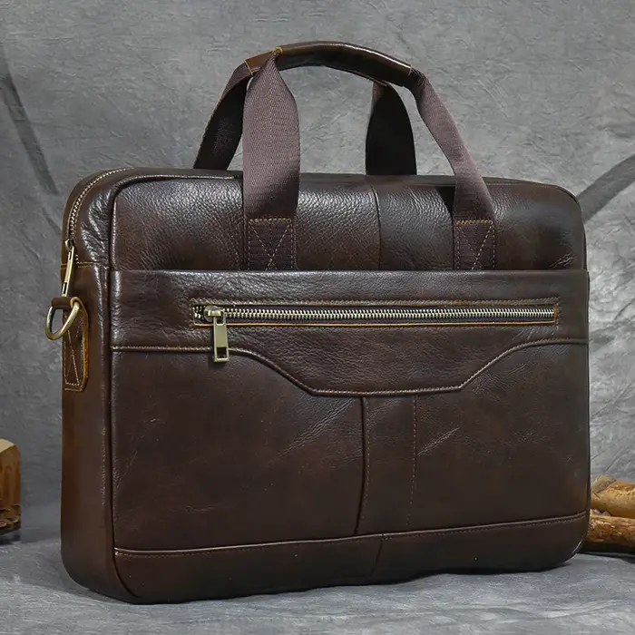 Sac pour ordinateur portable en cuir véritable pour homme, sac d'affaires, étuis à bombes pour homme