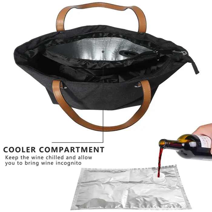 RALCA-Wine Tote Bag, glacière de plage pour cadeau de voyage, porte-monnaie isolé étanche avec compa
