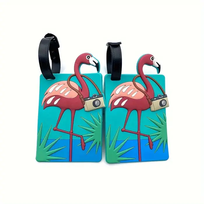 Étiquette de bagage en forme de flamant rose
