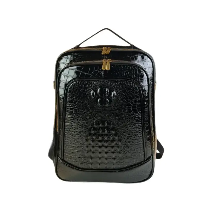 Sac à dos de luxe pour ordinateur portable, Texture Crocodile brillant, sac de voyage de grande capa
