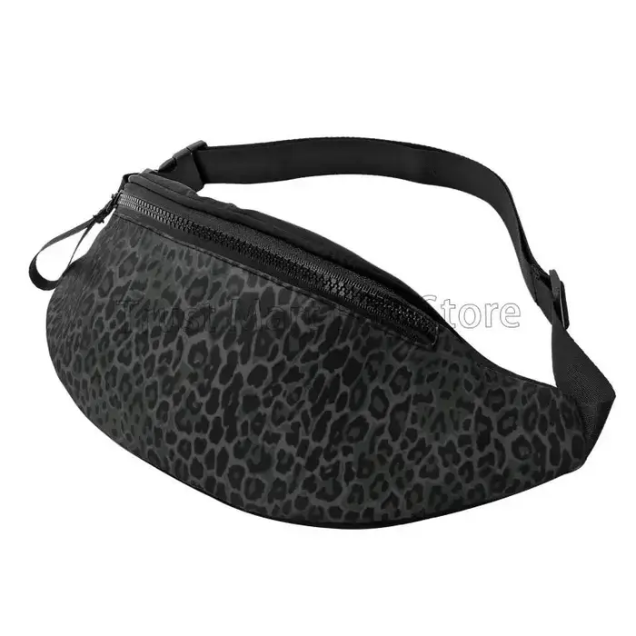 Sac banane imprimé léopard noir pour hommes et femmes, sac de taille avec ceinture, poche à bandouli