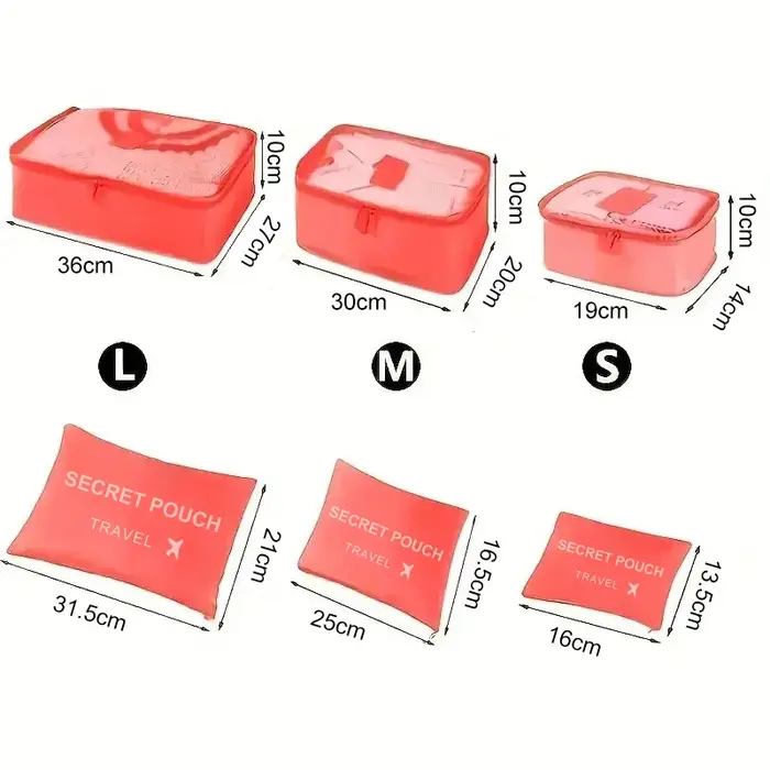 6 pièces/ensemble rose/bleu/gris sac de rangement de voyage grande capacité étanche bagages vêtements sous-vêtements sac