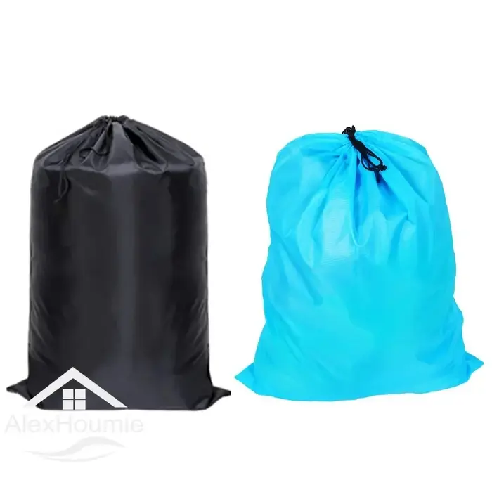 Sac à linge extra large noir et bleu avec ficelle de proximité