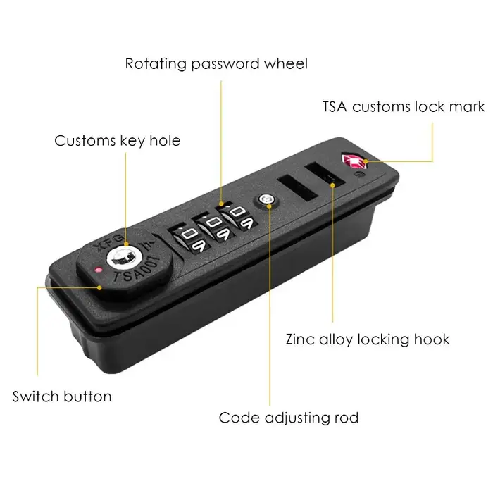 Serrure à combinaison polyvalente à 3 chiffres pour valise à bagages de voyage TSA007