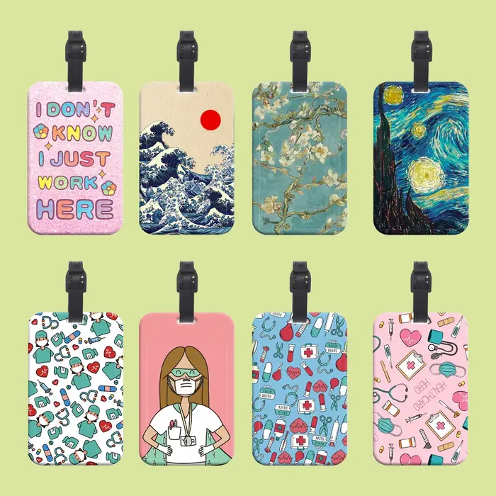 Étiquettes de bagage de voyage de santé médicale valise vague Art peinture ID porte-adresse