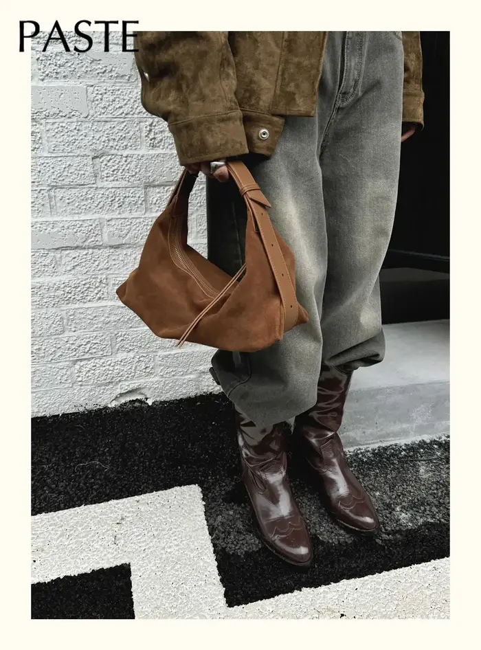 Sac à main en cuir de daim souple au toucher pour femme