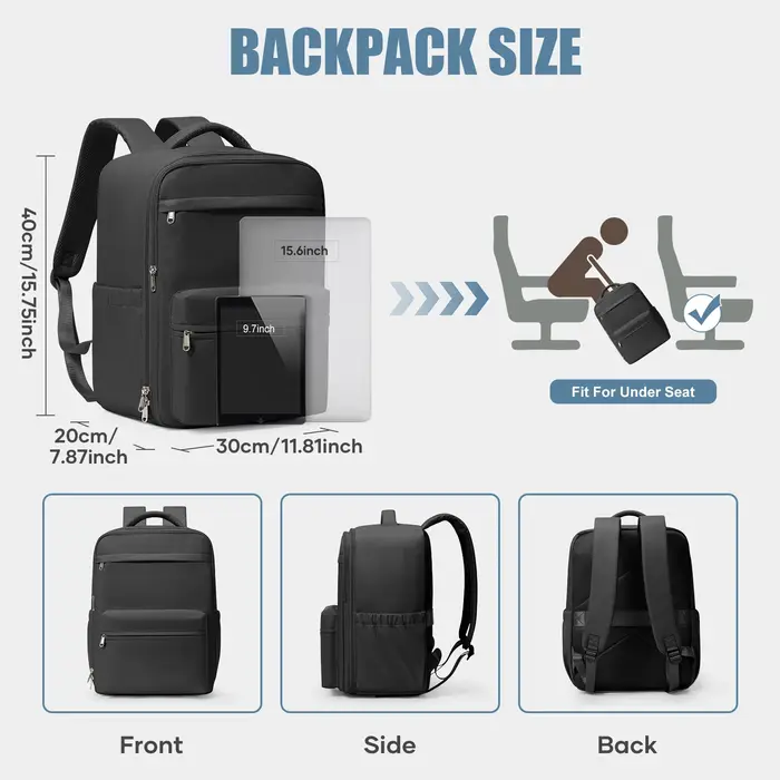 Sac à dos de voyage Ryanair 40x30x20, sac à dos à compression sous vide avec pompe à vide, sac de ca