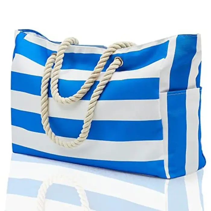 Sac de plage rayé, grand sac de rangement bohème, sac de voyage en toile, sac de shopping de grande 