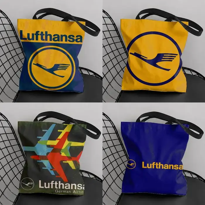 Sac fourre-tout en toile L-Lufthansa German Airlines, impression double face, léger, sac de voyage à bandoulière, sac de plage, cadeau écologique