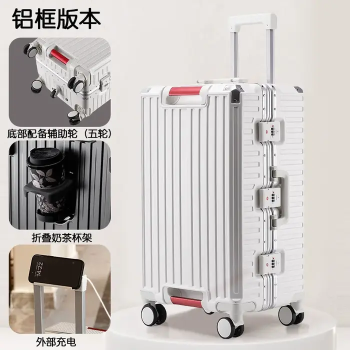 Valises de voyage multifonctions à cinq roues, cadre en aluminium, grande taille 22-28 pouces, fendu