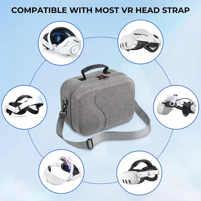 Étui de transport pour Meta Quest 3, sac de voyage à coque rigide avec sangle de tête de batterie Oculus Quest 3/BOBOVR S3 Pro et autres accessoires