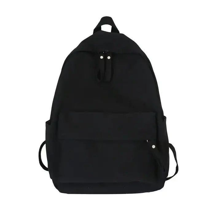 Sac à dos noir solide, sac d'école Oxford étanche, style minimaliste, sac de loisirs ou de voyage un