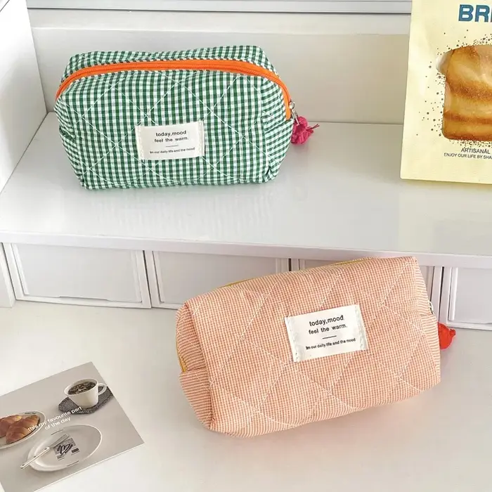 Trousse de Toilette Matelassée à Carreaux pour Filles