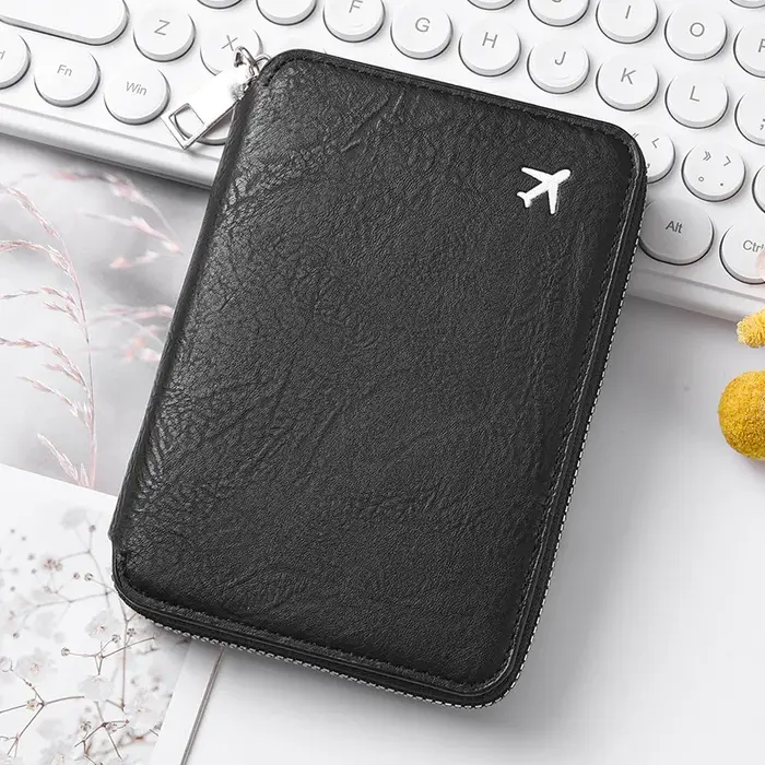 Sac de passeport multifonctionnel bloquant RFID, porte-documents de voyage avec portefeuille de rang