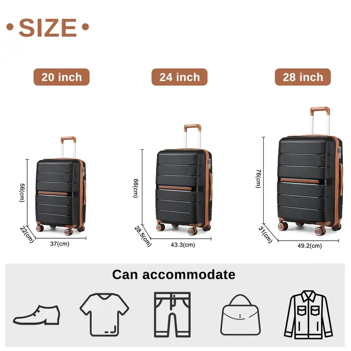 (56/66/76 cm) |   Coque rigide British Traveler avec 8 roues tournantes et serrure TSA |   100 % PP 