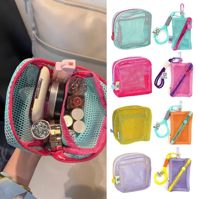 Sac à cosmétiques en maille carrée transparente