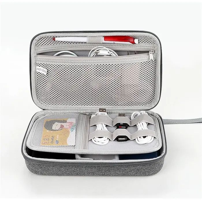 Organisateur d'accessoires électroniques de voyage de grande capacité, sac de rangement Portable pour câble de disque dur de tablette, Airbag EVA Duricrust