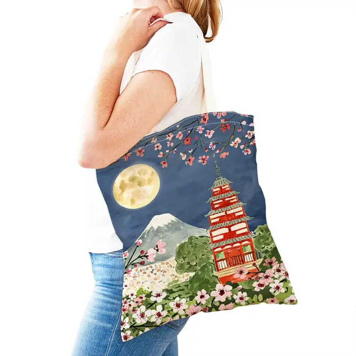 Sac de shopping en toile à double impression pour femme