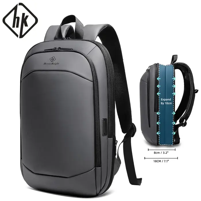 HK Business sac à dos pour hommes 17 pouces sac à dos pour ordinateur portable avec Port USB mince extensible étanche sac de voyage grand sac d'ordinateur de travail