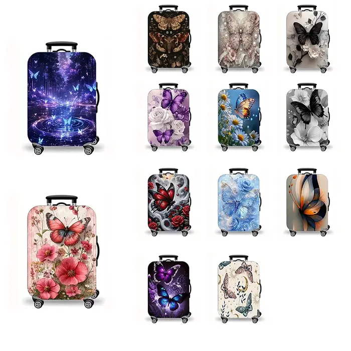 Housse de bagage, protège-valise extensible à imprimé papillon pour le voyage, 13 styles d'art fantaisie papillon