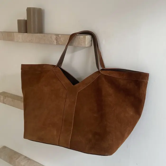 Sac en cuir givré en forme de Y, sac fourre-tout de grande capacité en daim d'automne et d'hiver, gr
