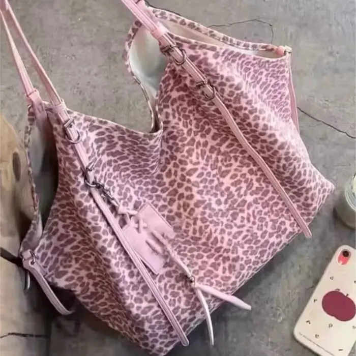 Sac fourre-tout rétro rose léopard pour femme