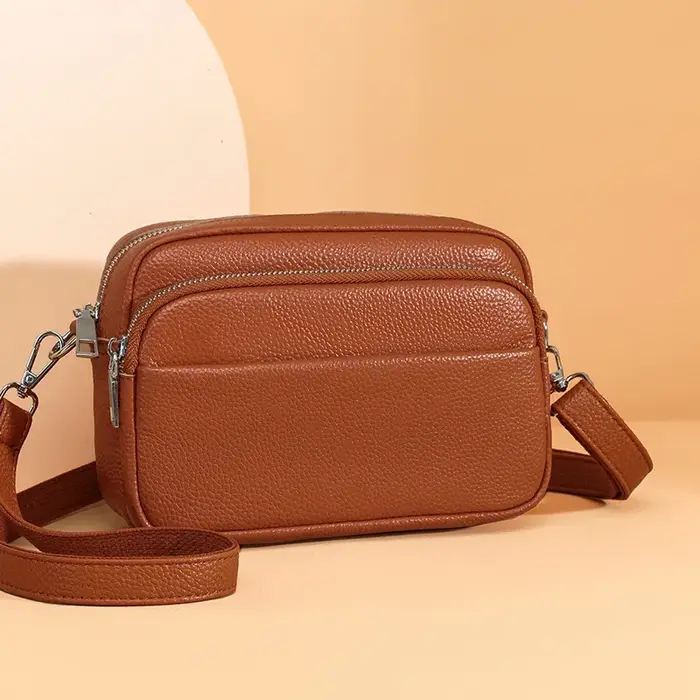 Luxe beaucoup de poche en cuir véritable femmes sacs à bandoulière femme