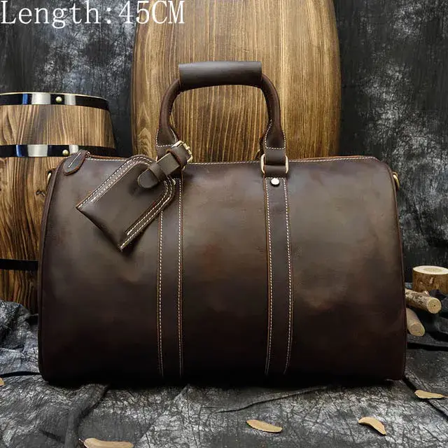 Luufan-Sac de voyage en cuir véritable pour homme, grande capacité, vintage, elin, cheval, homme, ba