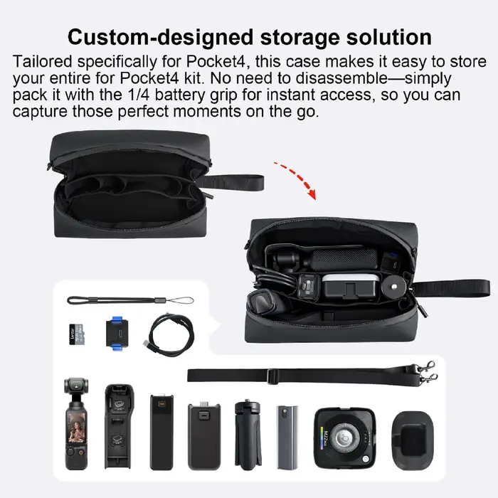 Sac de voyage pour DJI Pocket 4/3, étanche, résistant aux chocs, sac de rangement de grande capacité, compatible avec Action 6 5 Pro 4