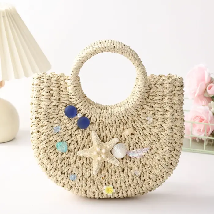 Sac bandoulière élégant en paille tressée pour femme