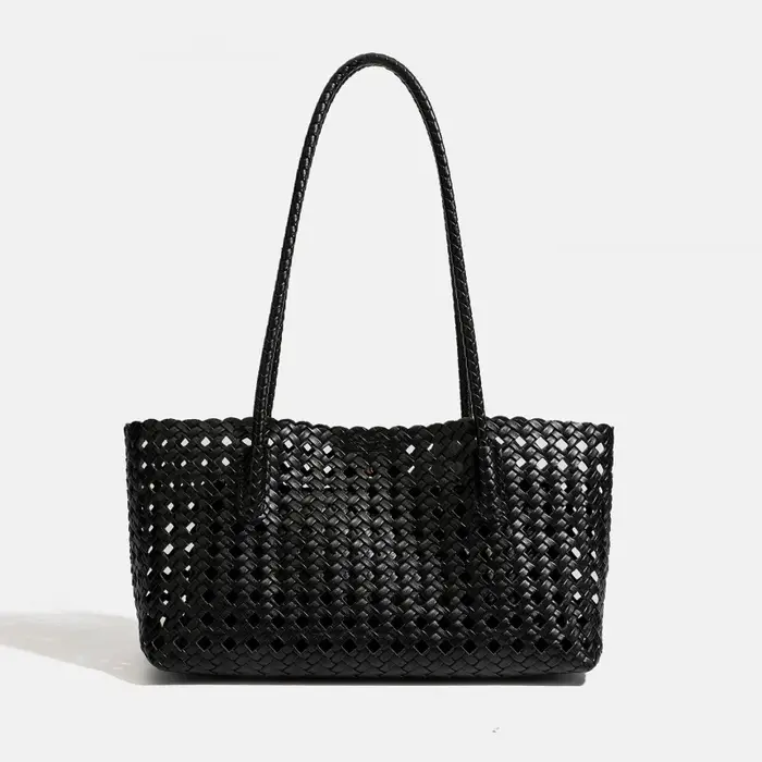 Sac fourre-tout tissé vert citron avec pochette