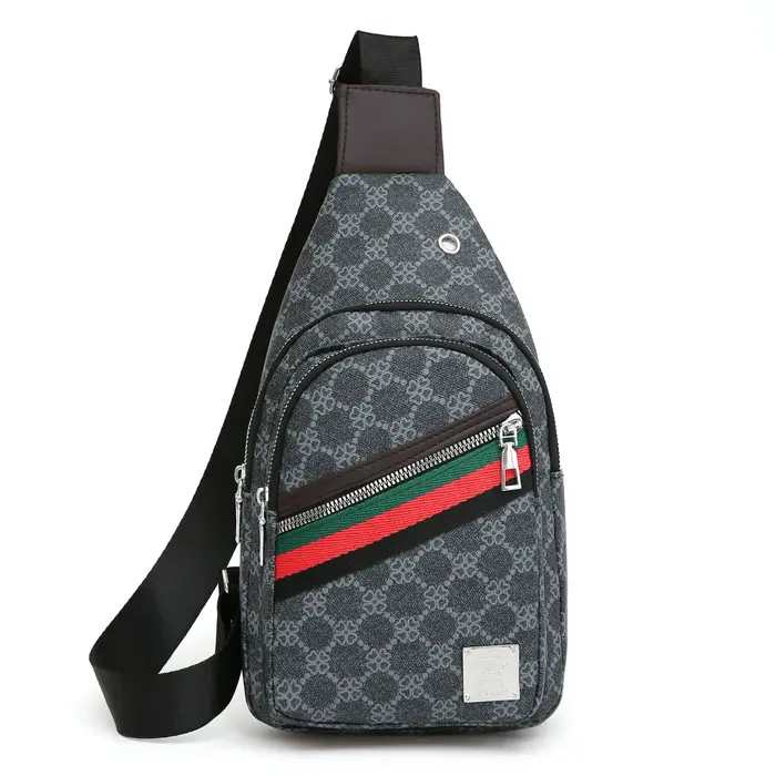 Sac de poitrine fonctionnel sportif pour hommes et femmes, sac à bandoulière multi-poches en PU pour