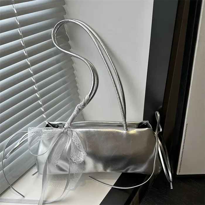 Sac carré français élégant avec nœud coréen, sac de haute qualité en Pu, Niche Simple Style Ballet, 
