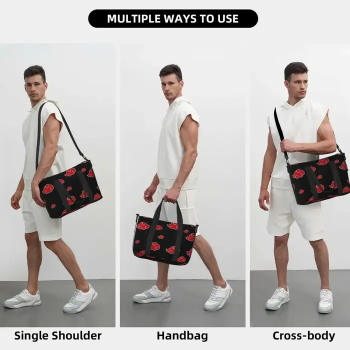 Sac de voyage de plage nuage noir et rouge personnalisé, fourre-tout de grande capacité pour salle de Sport, sac à bandoulière de Shopping pour femmes
