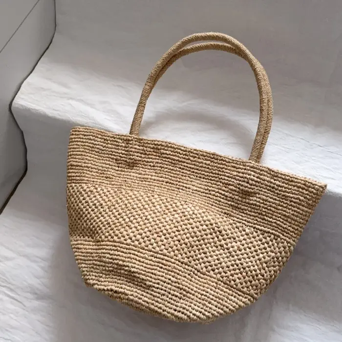 Lafite herbe Crochet tissé à la main sac vacances plage femmes sacs à main à la main tissé été sac d