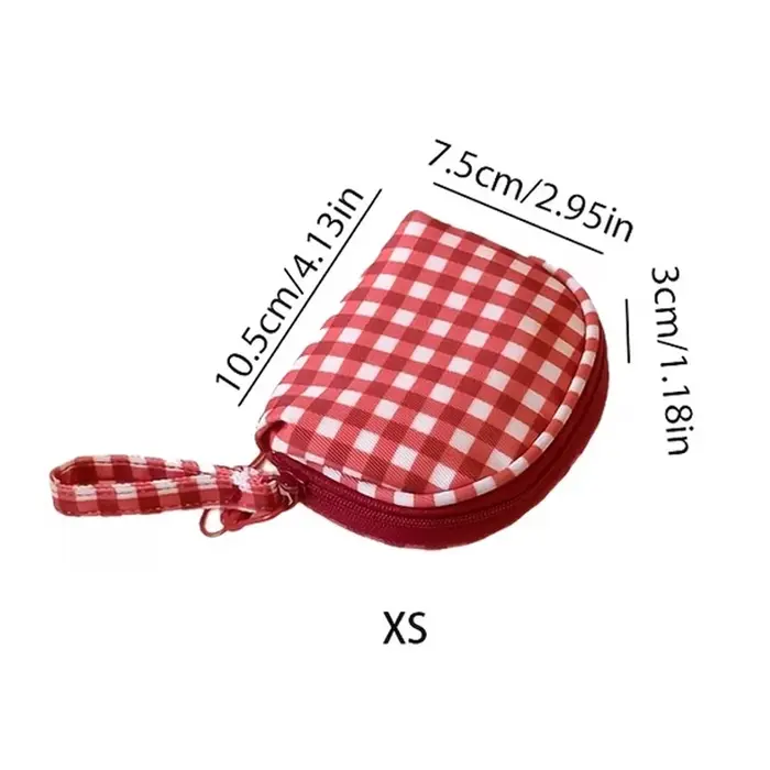 Mini trousse de toilette rétro à carreaux rouges