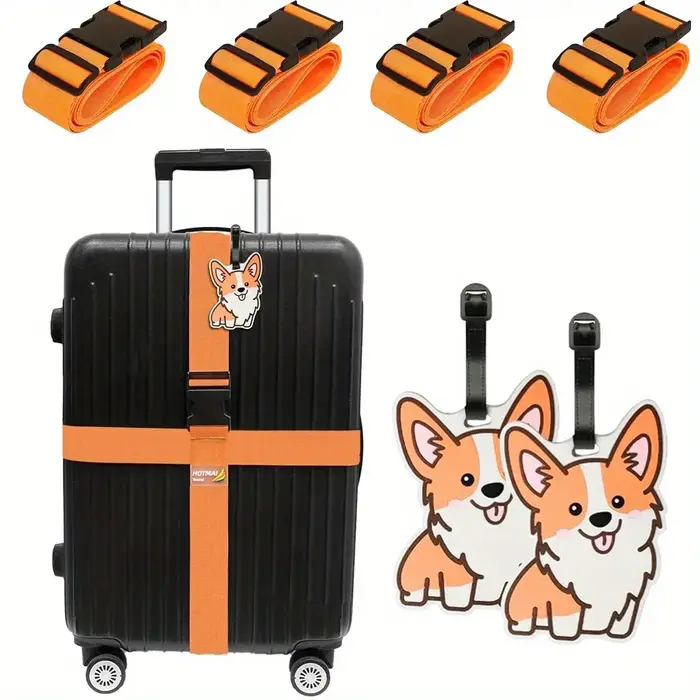 Paquet de 6 sangles de bagages ensemble d'étiquettes