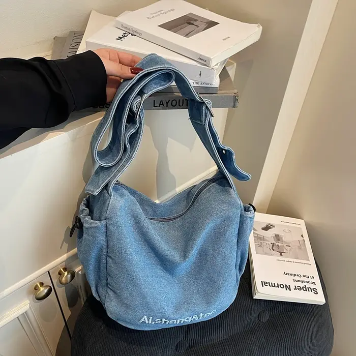Sac à bandoulière décontracté pour femmes, tissu Denim, sacs à main de bonne qualité, grande capacit