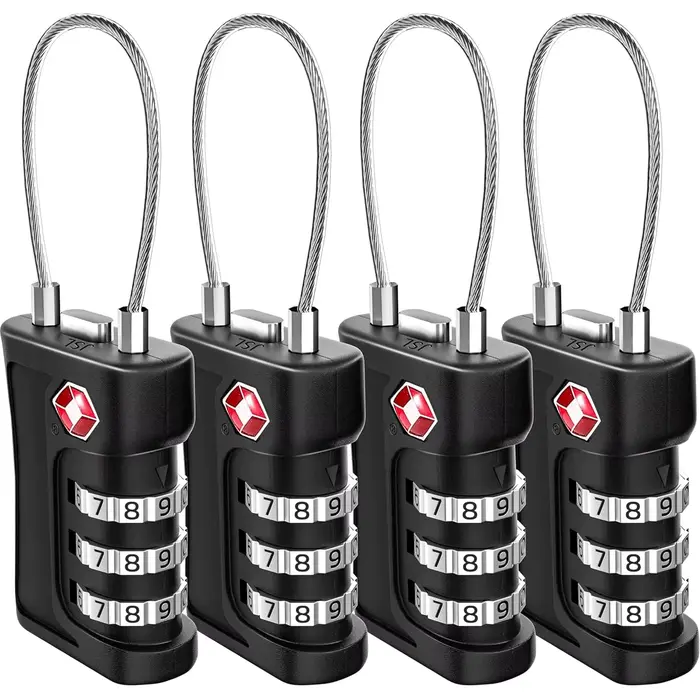 Lot de 4 cadenas à code douanier TSA pour bagages de voyage