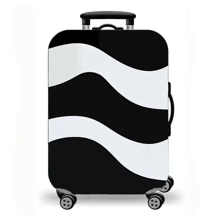Housse de protection pour bagages, lignes ondulées abstraites, imprimé noir, rouge et or, housse de 