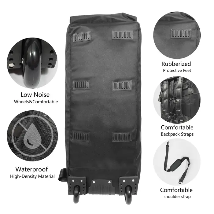 Sac de sport roulant 80L avec roulettes Sac de voyage pliable robuste de 31 pouces Bagage à roulette