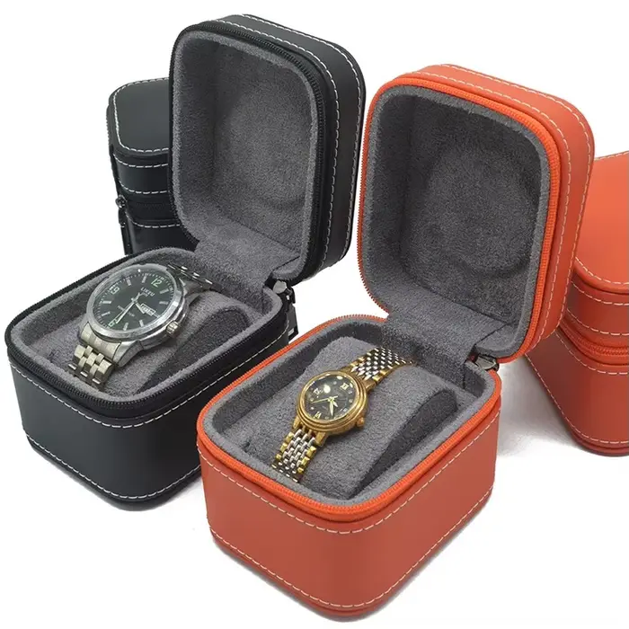 Boîtier de montre unique en cuir PU, étui de voyage avec coussin amovible, mallette de rangement de bijoux, organisateur, boîte de montre carrée Portable