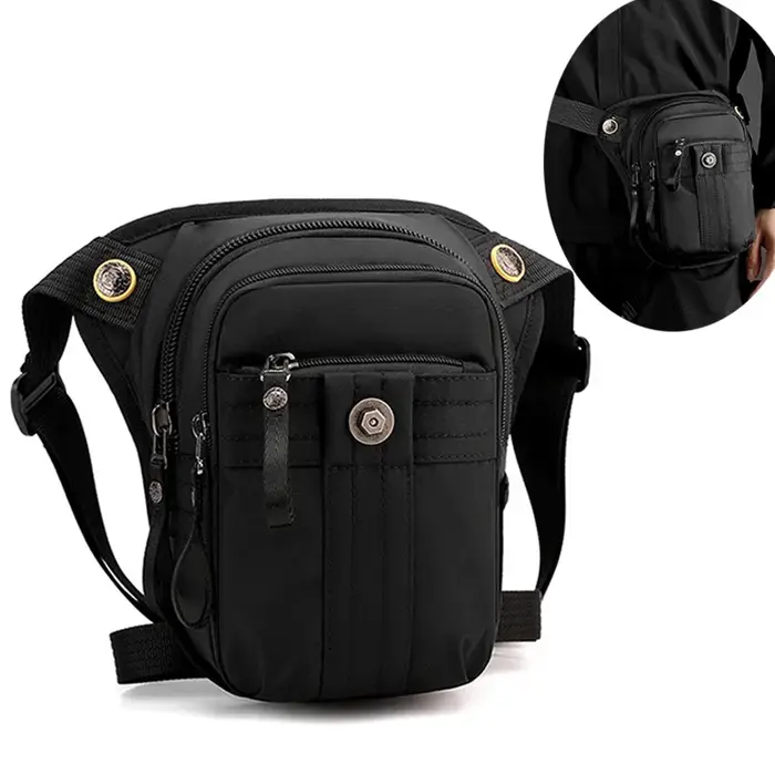 Hommes taille jambe sac Fanny Pack Sports de plein air moto cavalier voyage randonnée multi-poches en Nylon mâle goutte cuisse hanche ceinture sacs nouveau