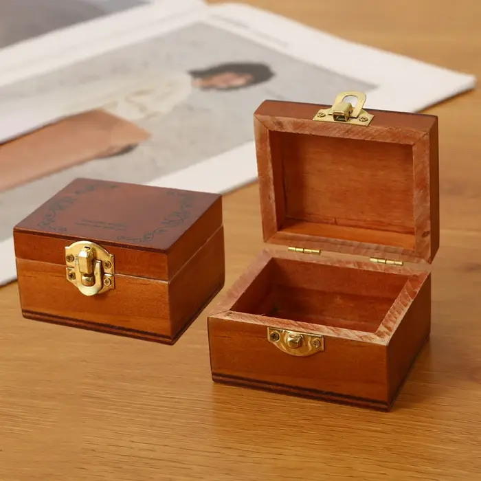 Valise miniature vintage en bois 1:12, boîte de rangement, modèle de meubles pour maison de poupée, 