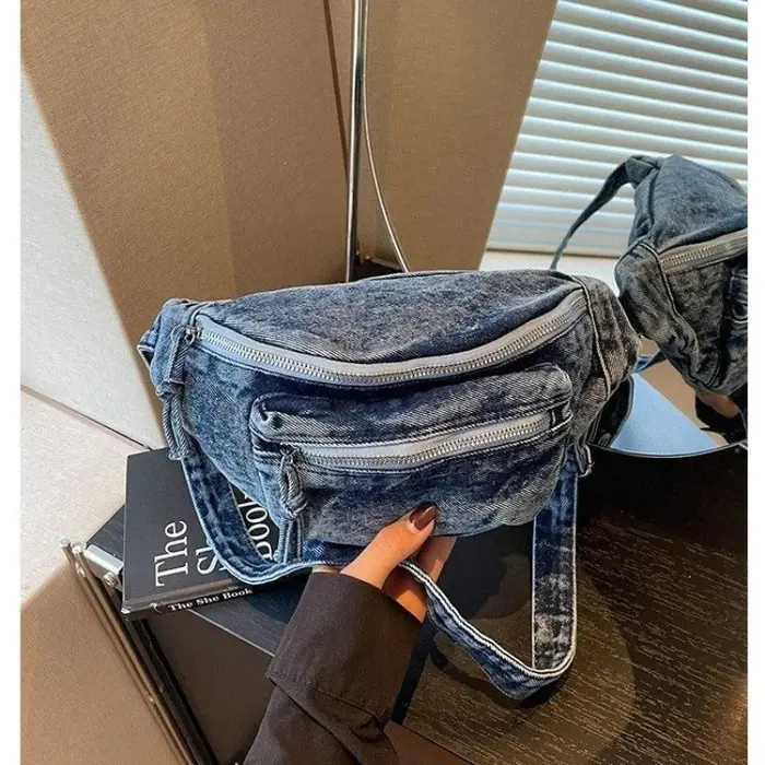 Sac banane vintage en jean délavé pour femme