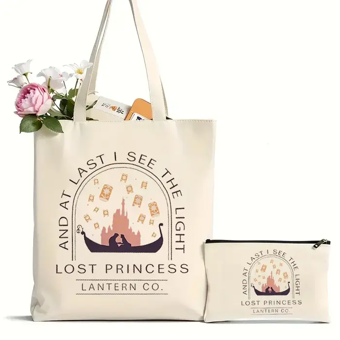 Sac fourre-tout à motif princesse perdue raiponce, sac à bandoulière en toile décontracté, sac d'épi