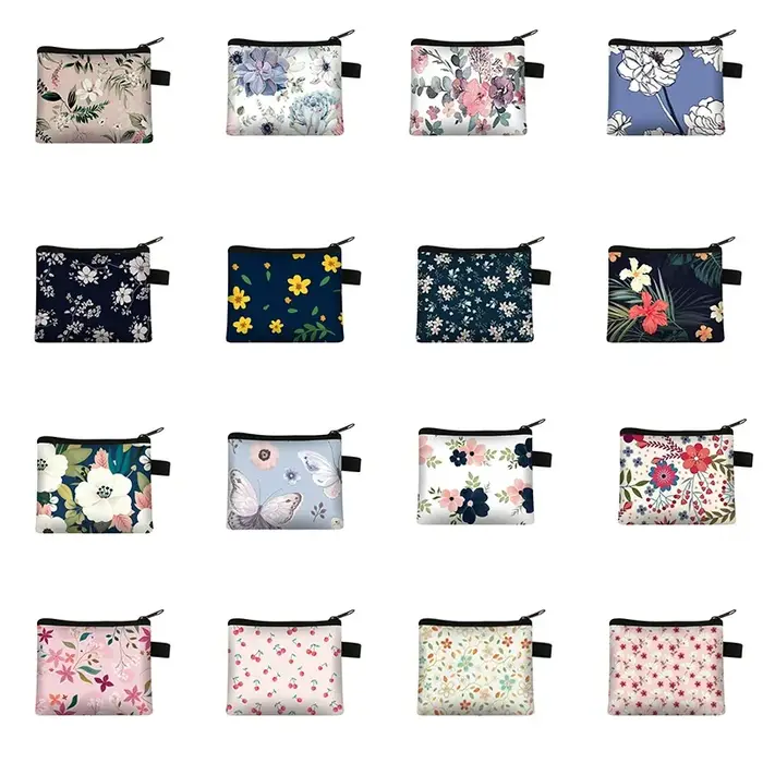 Petits sacs à cosmétiques imprimé Floral à carreaux, sac de rangement pour serviettes hygiéniques, p